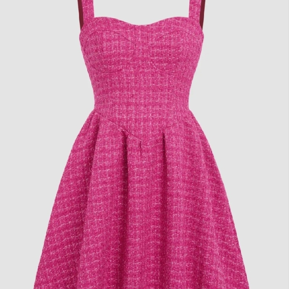 Hot Pink Sweetheart Fit and Flare Midi Dress